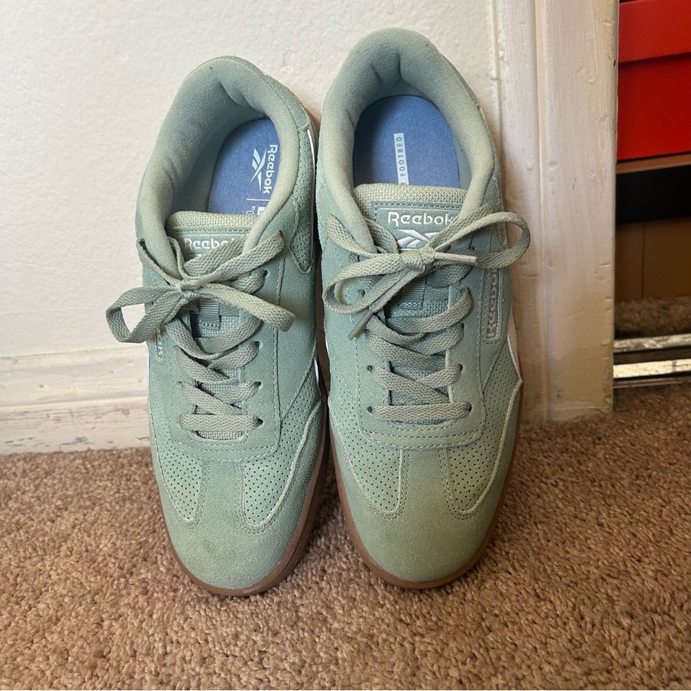 Reebok Mint Green Suede Trainers
